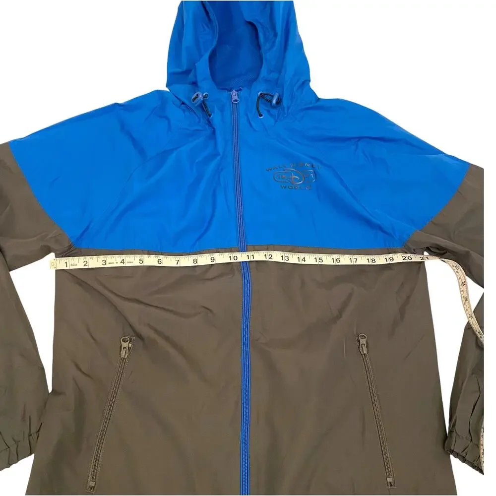 Disney Parks Unisex Size Small Windbreaker Jacket Blue and Grey with Hoodie